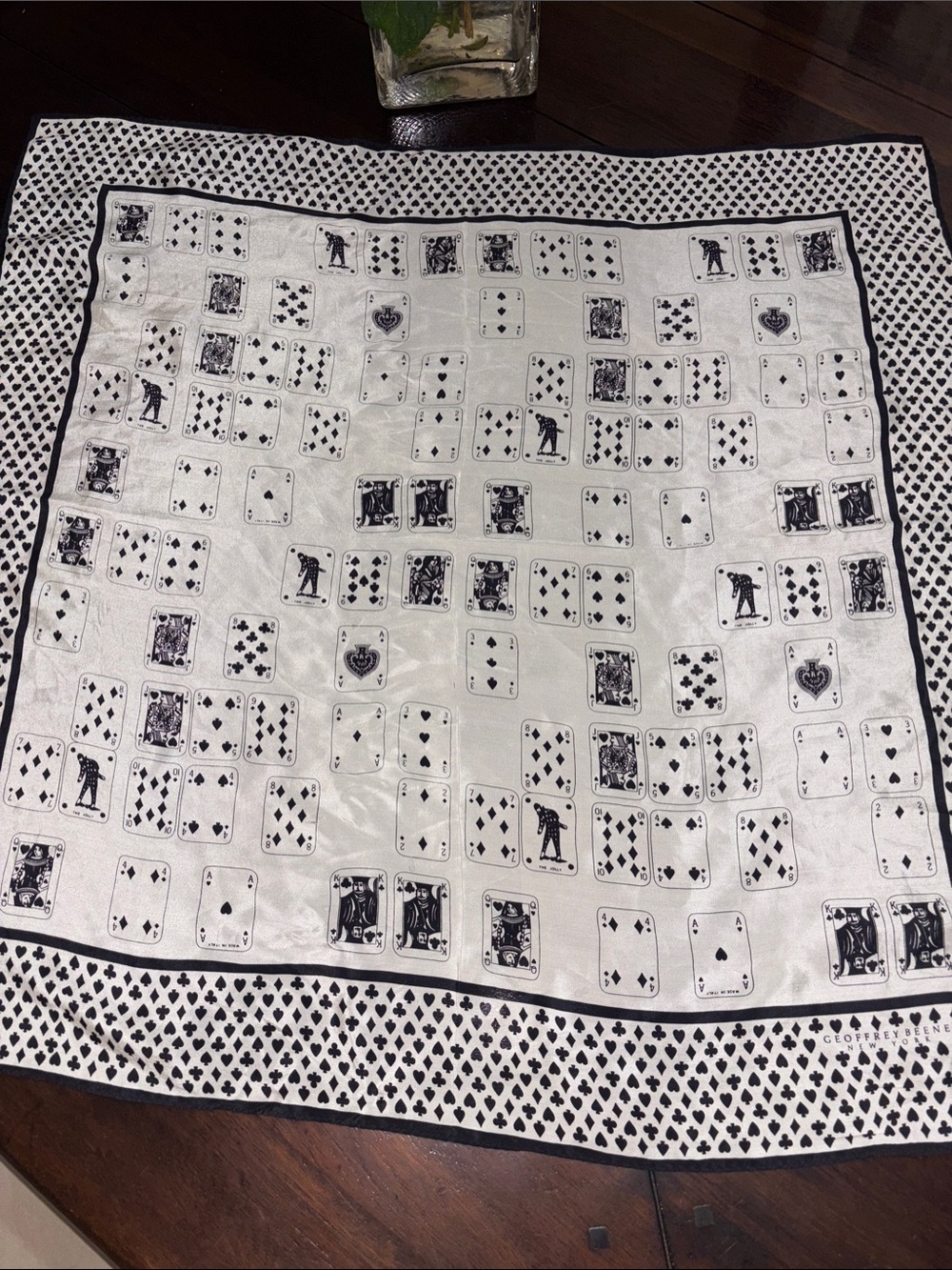 Geoffrey Beene Black and White Playing Card Silk Scarf